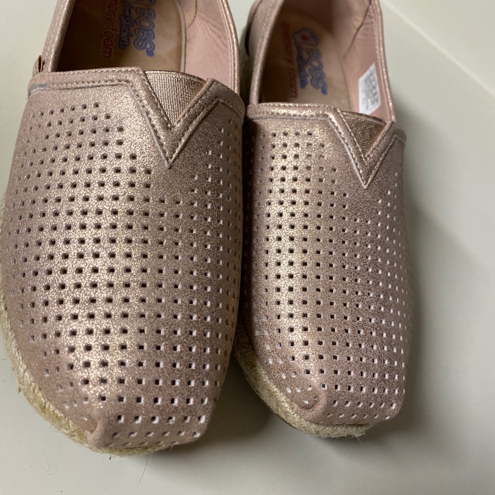 BOBS SKECHERS Highlights-City Glam Rose Gold Espadrille Wedge Women's Size 8 - Picture 2 of 8